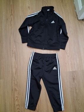 adidas Black Kids Joggers with White Three-Stripes